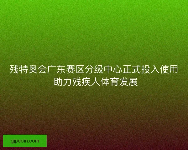 残特奥会广东赛区分级中心正式投入使用 助力残疾人体育发展